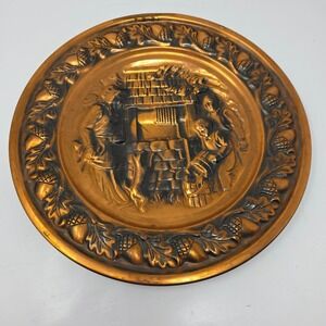 Coppercraft Guild Wall Hanging Plate 12" Embossed Copper Water Well Vintage Art